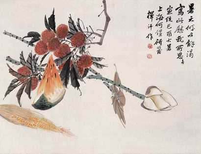 何研北 己酉（1909年）作 暑天止渴 立轴